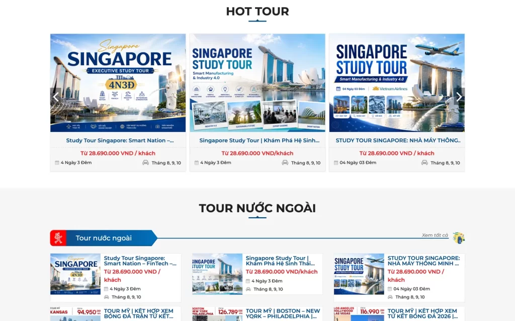 Website Hong Ngoc Ha Travel - Trang chủ
