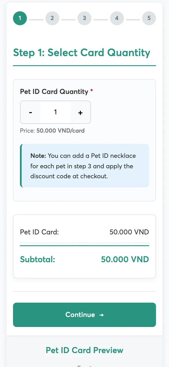 InterPetFest Vietnam website – Card registration on mobile