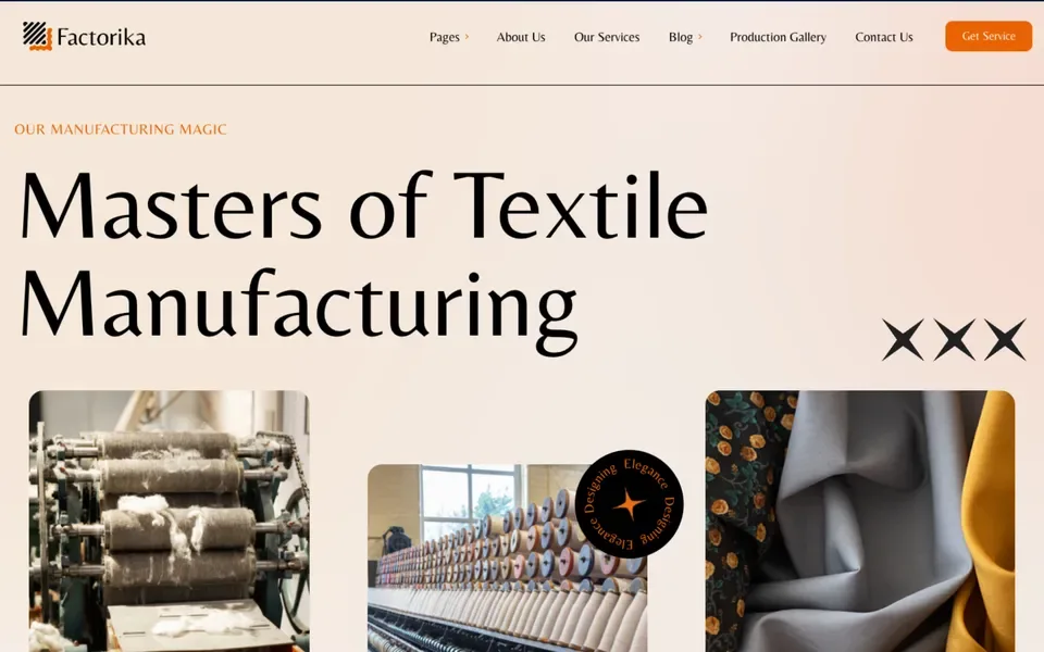 Factorika company profile template in the 123Website library