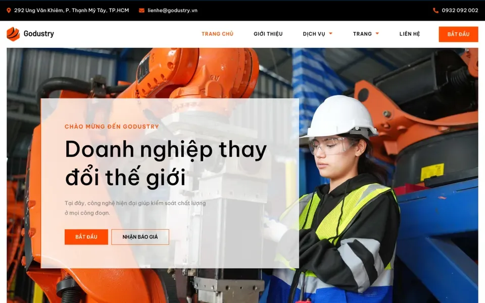 Godustry company profile template in the 123Website library