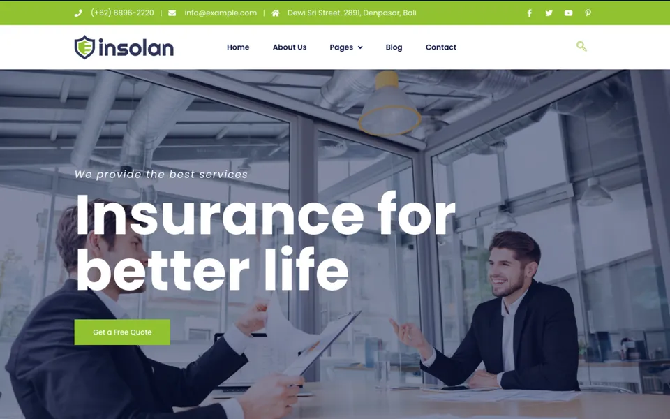 Giao diện mẫu Insolan tại 123Website