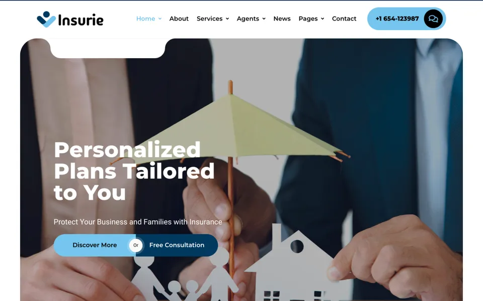 Giao diện mẫu Insurie tại 123Website