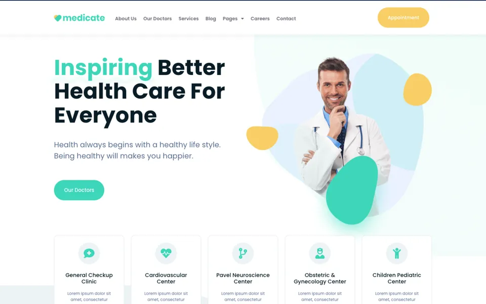 Giao diện mẫu Medicate tại 123Website