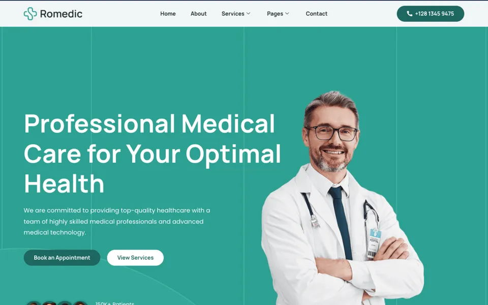 Giao diện mẫu Romedic tại 123Website