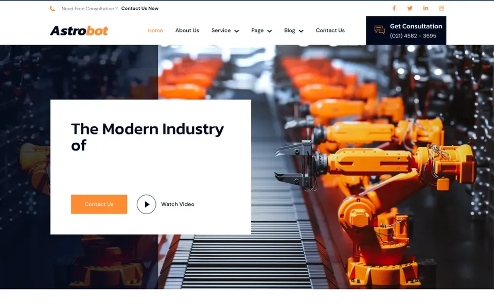 Giao diện mẫu Astrobot tại 123Website