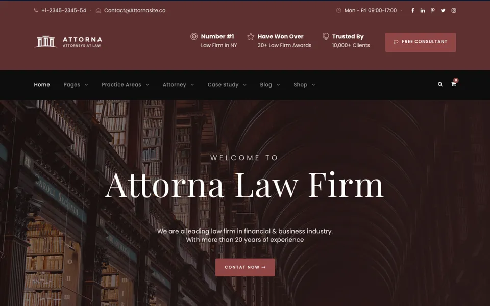 Giao diện mẫu Attorna Home 2 tại 123Website