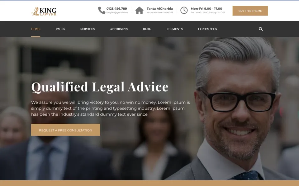 Giao diện mẫu Kinglaw tại 123Website