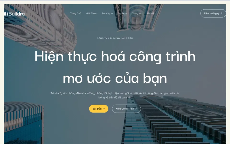 Giao diện mẫu Buildra tại 123Website