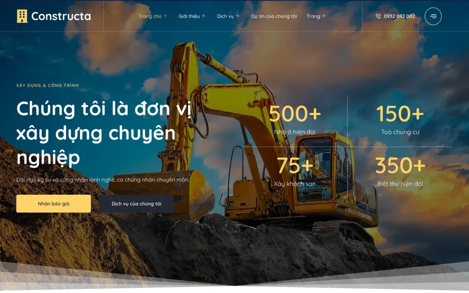Giao diện mẫu Constructa tại 123Website