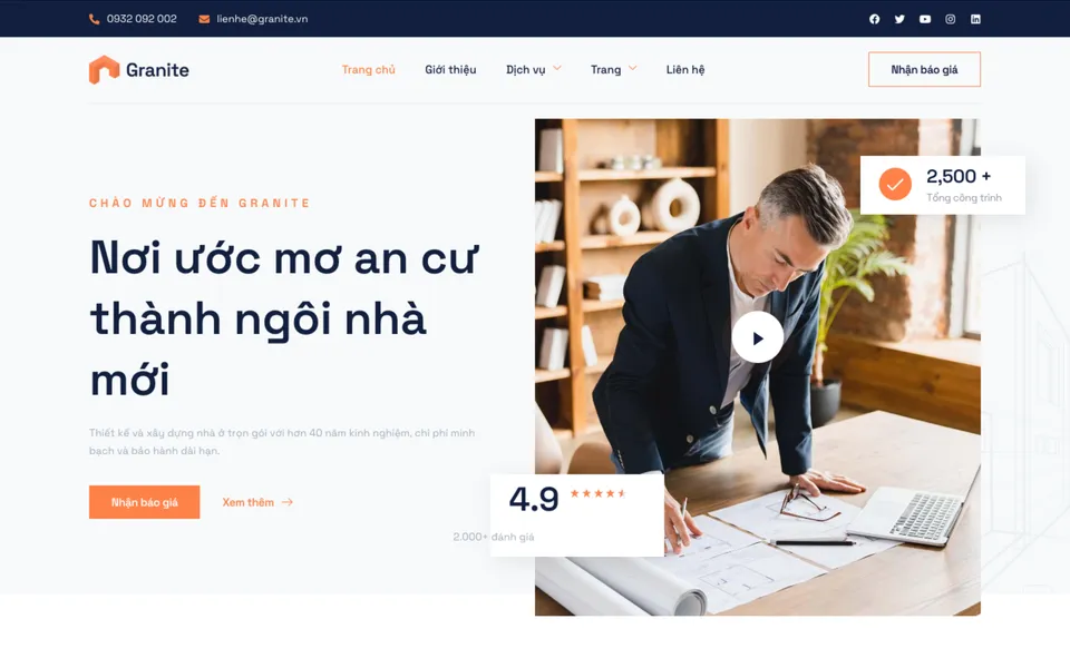 Giao diện mẫu Granite tại 123Website