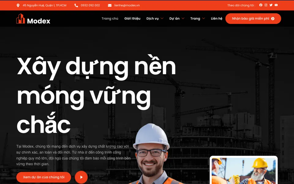 Giao diện mẫu Modex tại 123Website