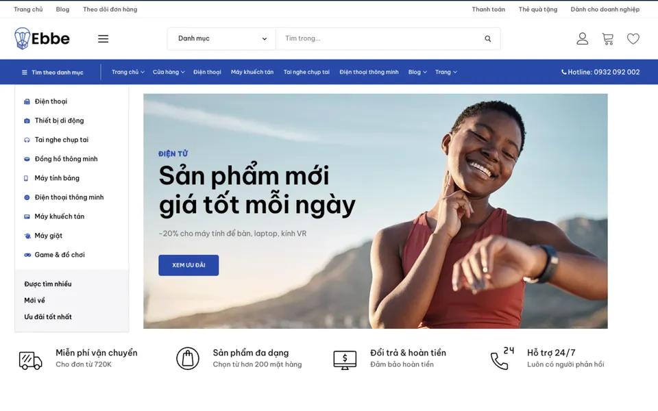 Giao diện mẫu Ebbe tại 123Website