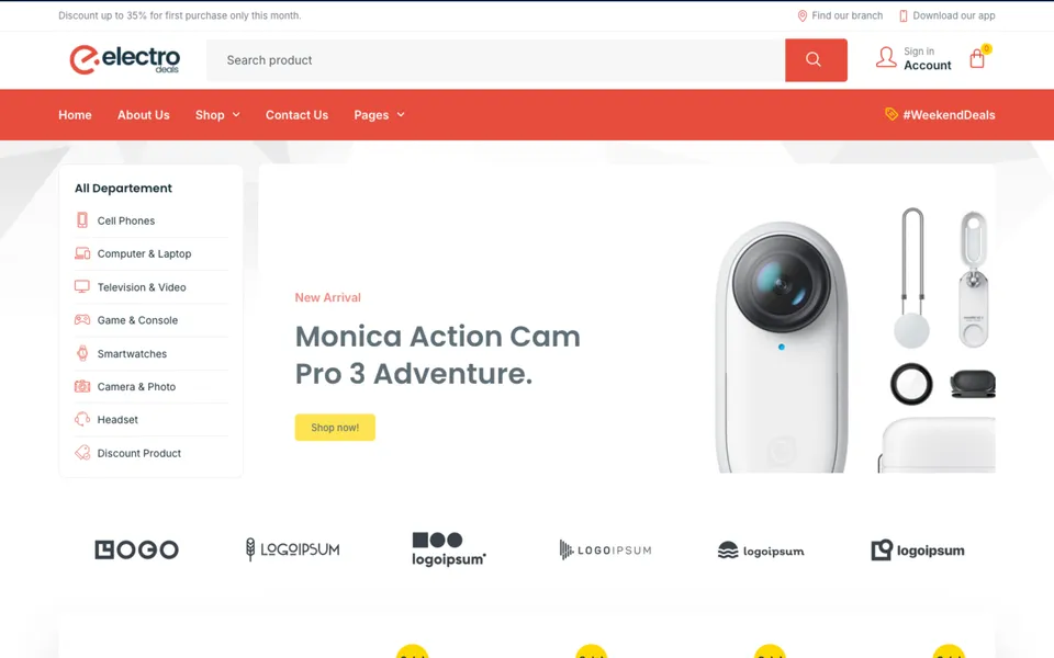 Giao diện mẫu Electrodeals tại 123Website