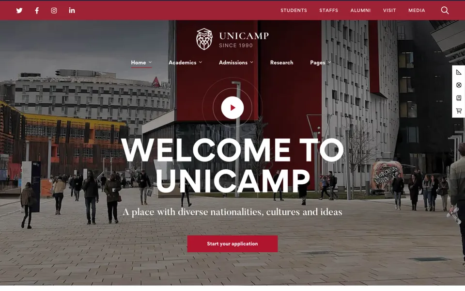Mẫu website giáo dục Unicamp - 123Website