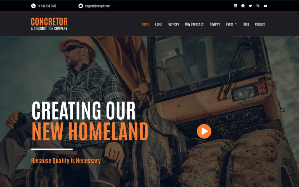 Giao diện mẫu Concretor tại 123Website