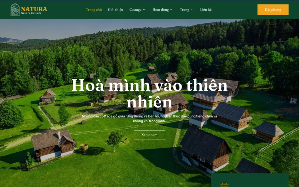 Giao diện mẫu website khách sạn Natura tại 123Website