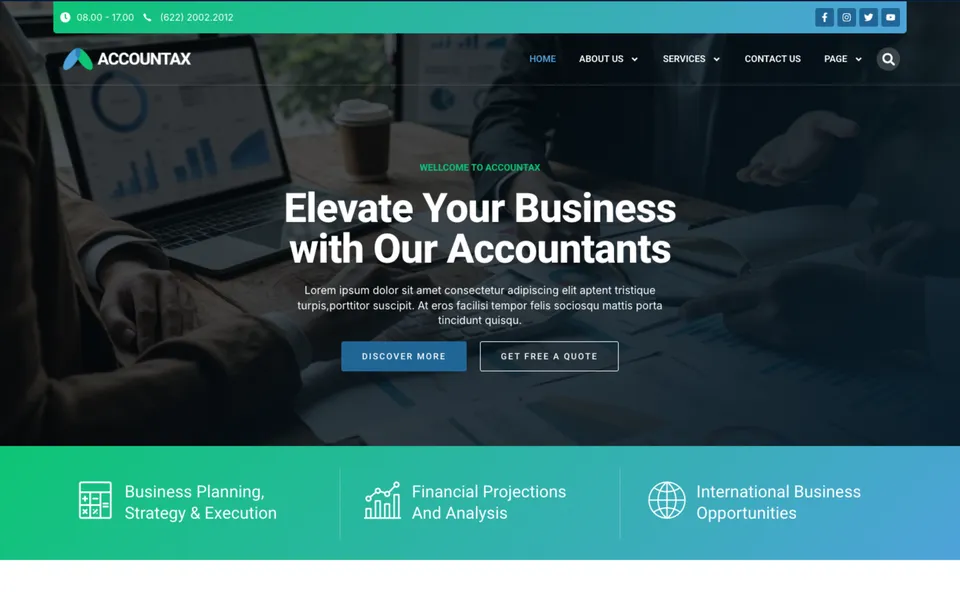 Giao diện mẫu Accountax tại 123Website