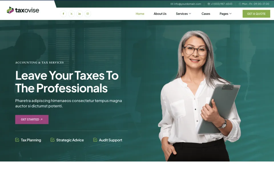 Giao diện mẫu Taxovise tại 123Website