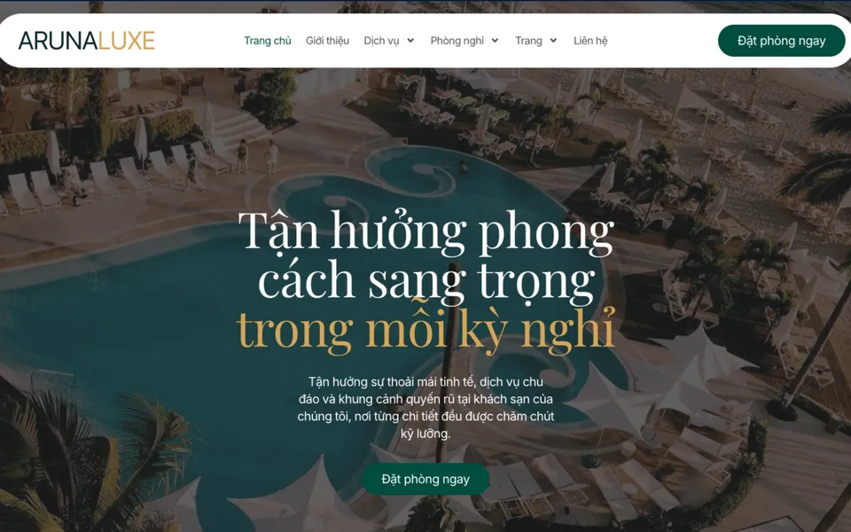The Arunaluxe hotel website template at 123Website