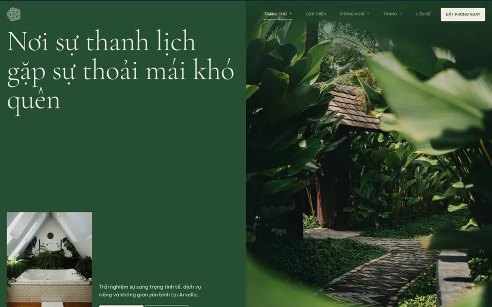 Giao diện mẫu website khách sạn Arvella tại 123Website