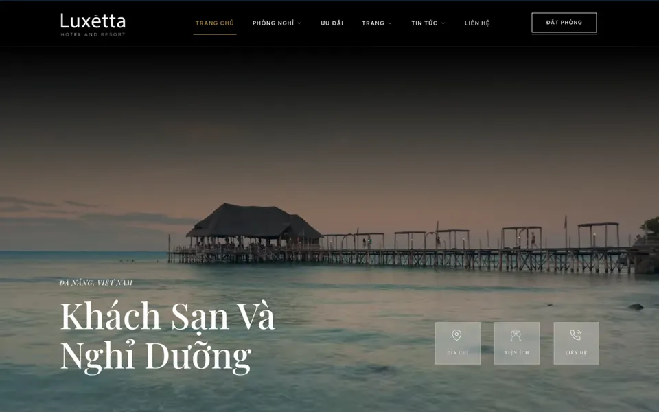 Giao diện mẫu website khách sạn Luxetta tại 123Website