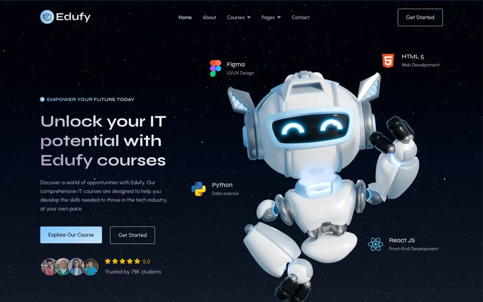 Giao diện mẫu Edufy tại 123Website