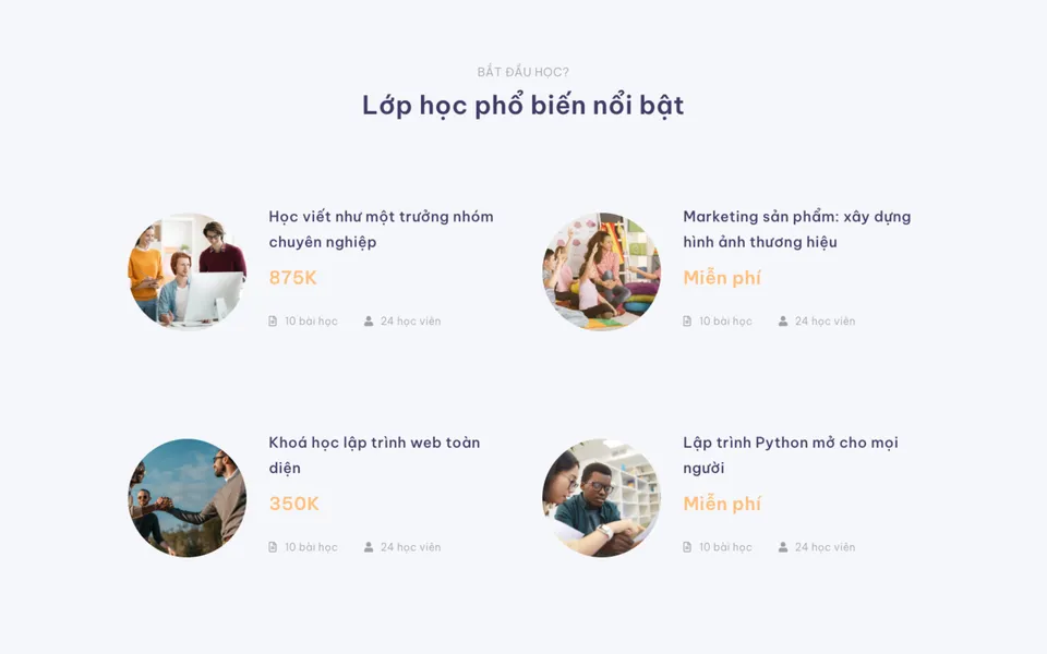 Giao diện mẫu Learnera tại 123Website
