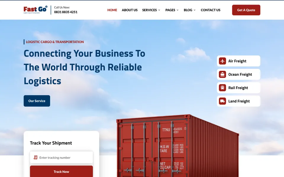 Giao diện mẫu FastGo tại 123Website