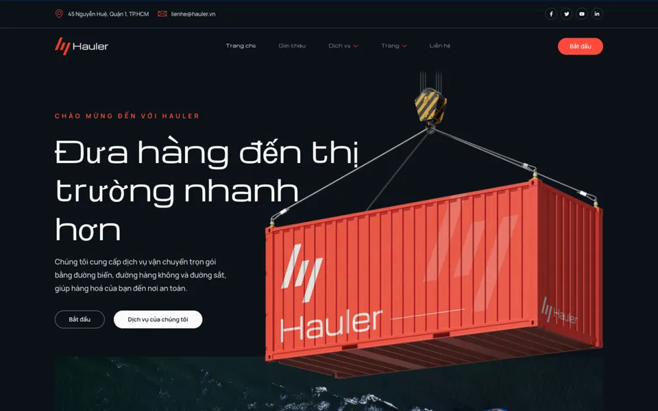 Giao diện mẫu Hauler tại 123Website