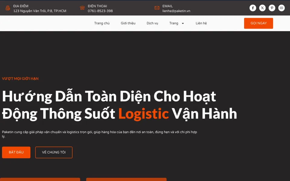 Giao diện mẫu Paketin tại 123Website