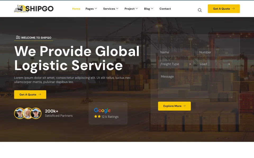 Giao diện mẫu Shipgo tại 123Website