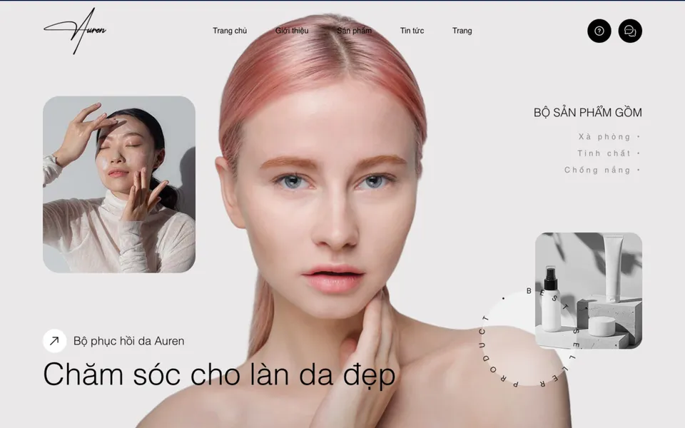 Giao diện mẫu website mỹ phẩm Auren tại 123Website