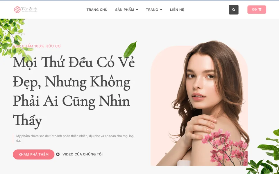 Giao diện mẫu website mỹ phẩm Tasya tại 123Website