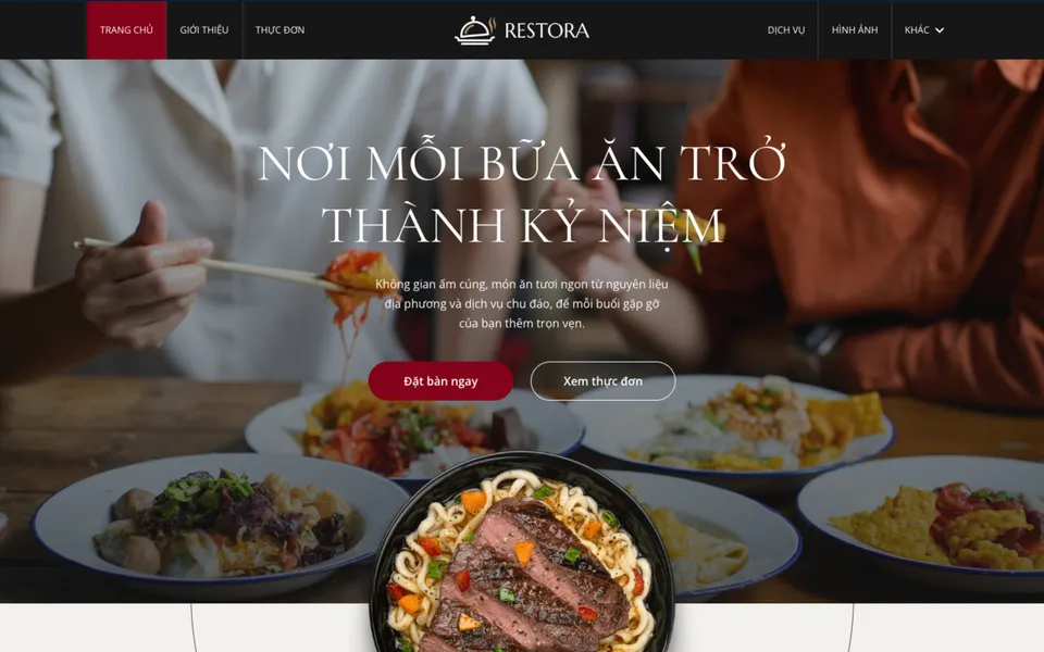 The Restora restaurant website template at 123Website