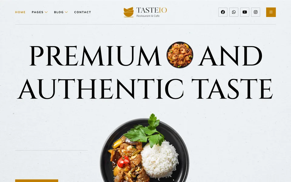The Tasteio restaurant website template at 123Website