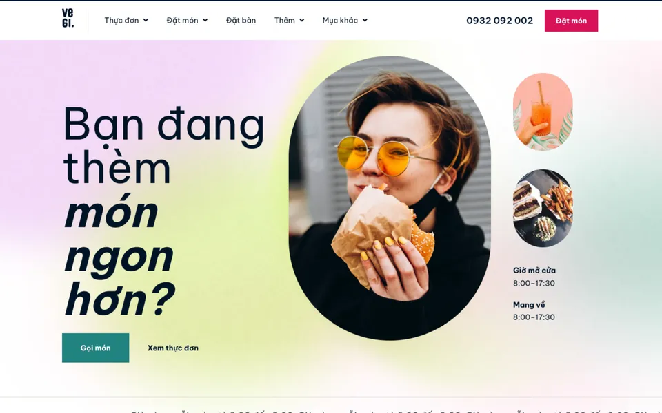The Vegi restaurant website template at 123Website