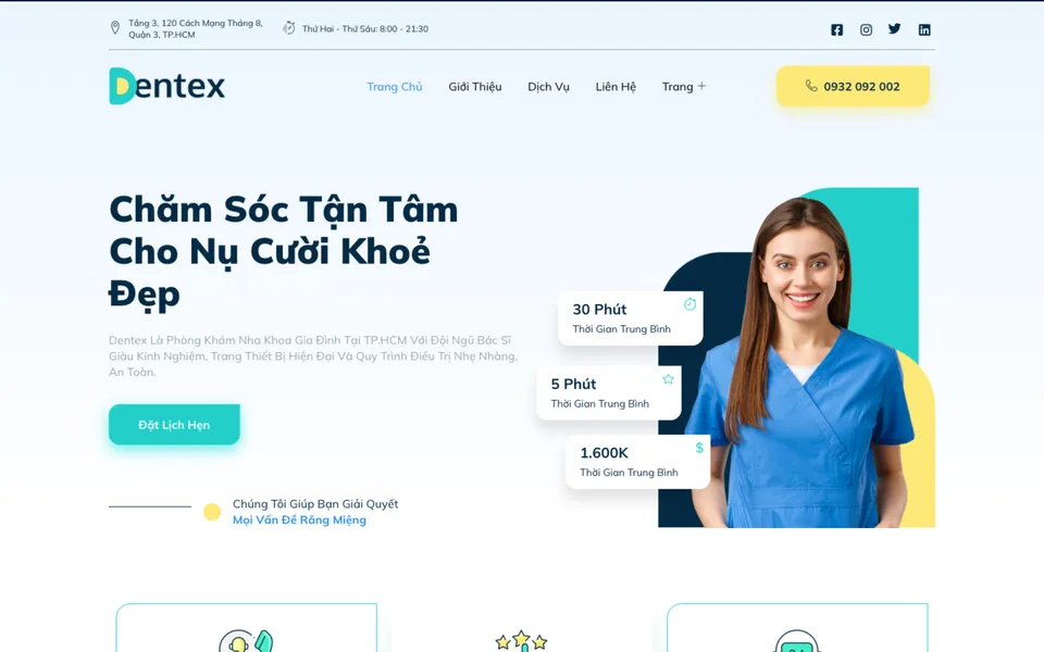 Giao diện mẫu DENTEX tại 123Website