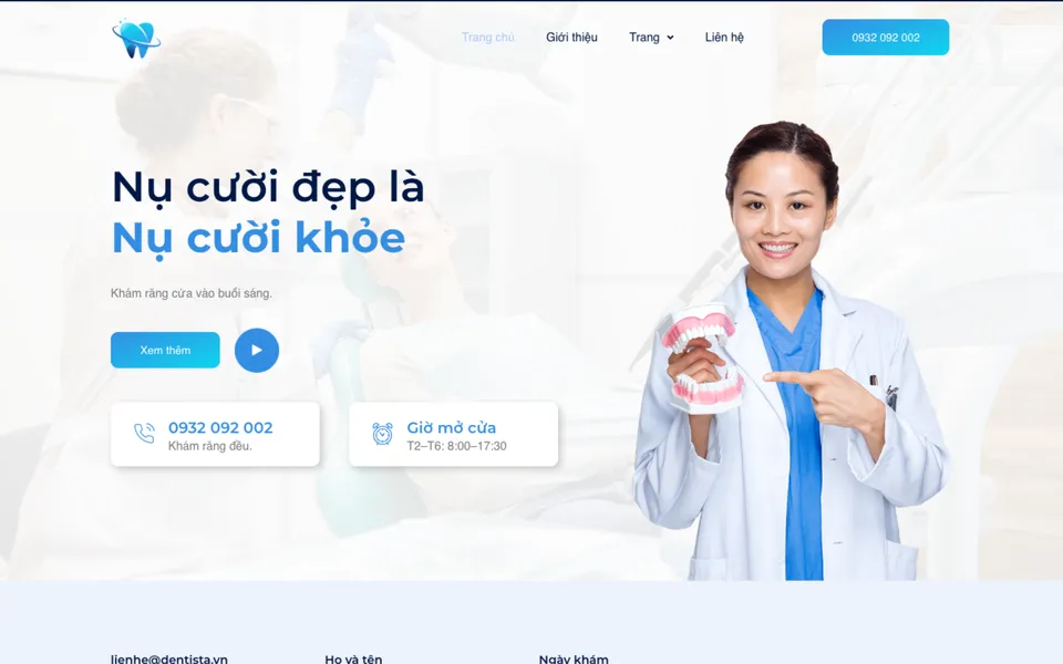Giao diện mẫu Dentista tại 123Website