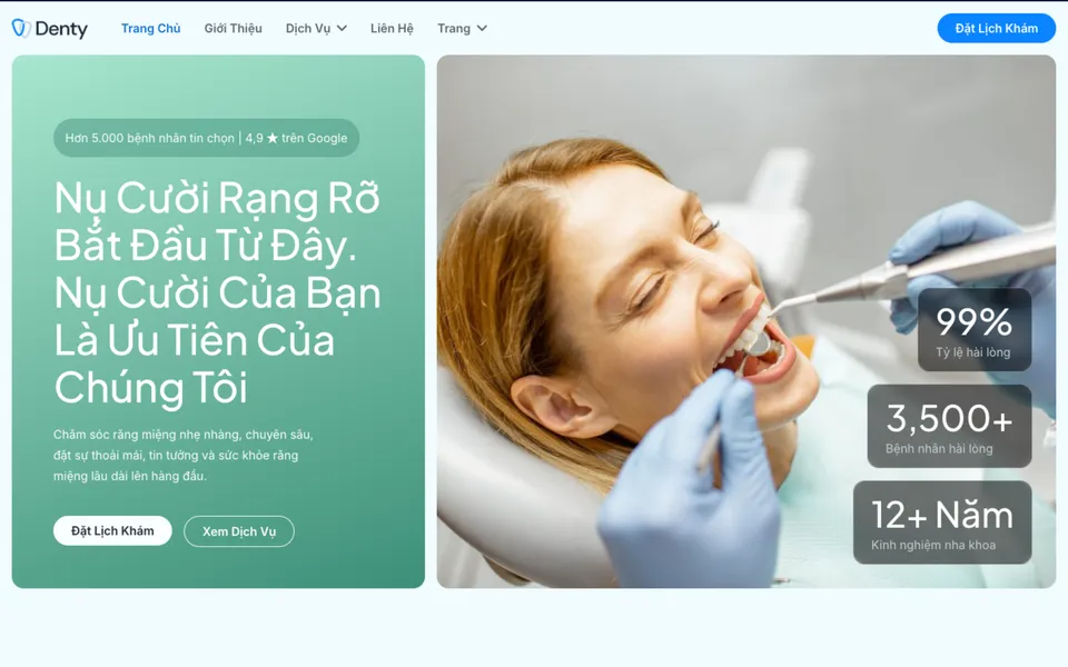 Giao diện mẫu Denty tại 123Website