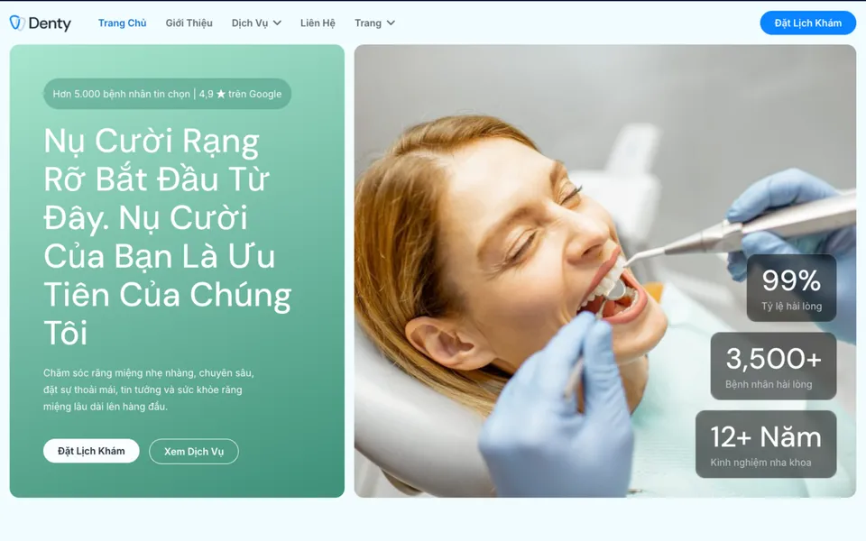 Giao diện mẫu Denty tại 123Website