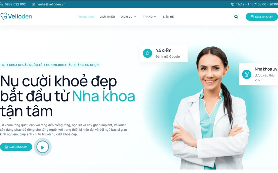 Giao diện mẫu Velioden tại 123Website