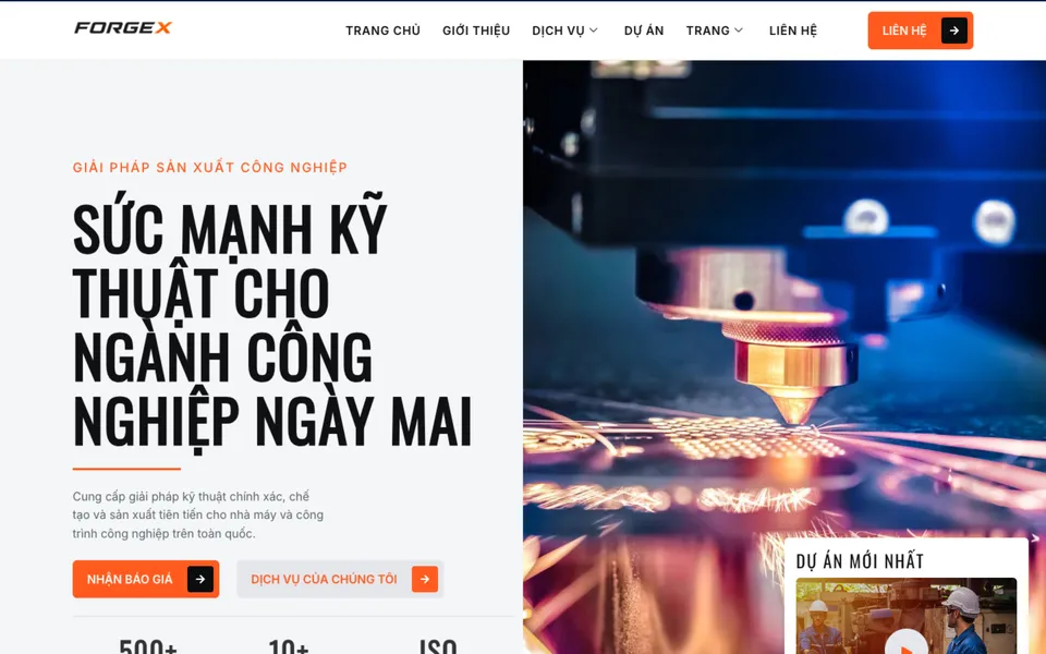 Giao diện mẫu ForgeX tại 123Website