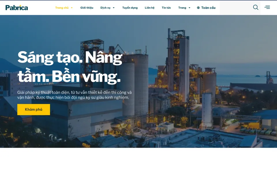 Giao diện mẫu Pabrica tại 123Website