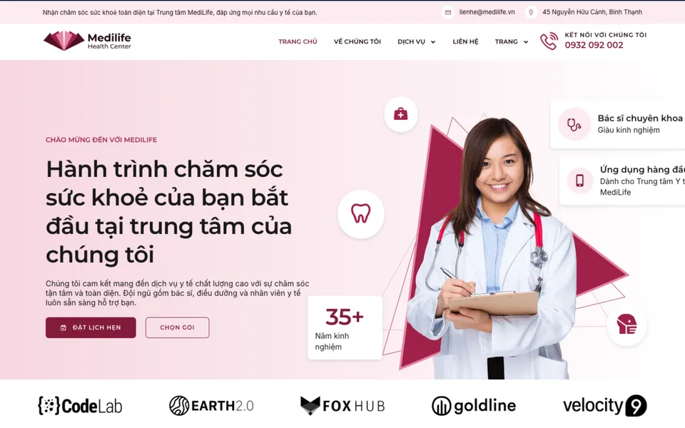 Giao diện mẫu MediLife tại 123Website