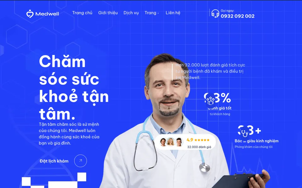 Giao diện mẫu Medwell tại 123Website