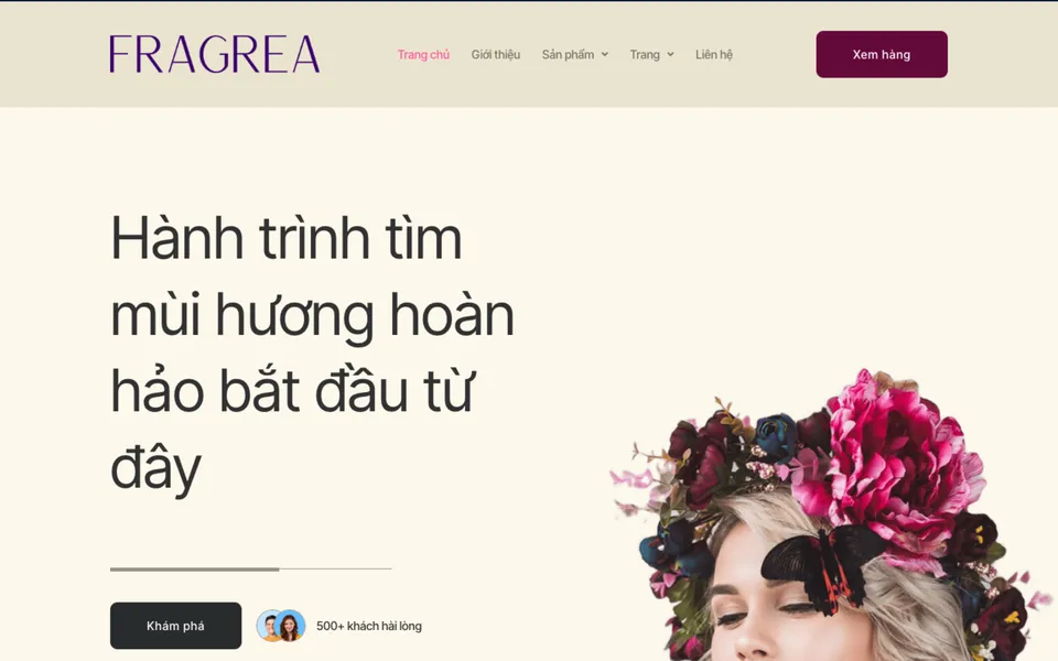 Giao diện mẫu Fragrea tại 123Website