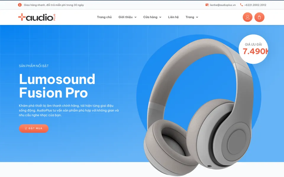 Giao diện mẫu AudioPlus tại 123Website