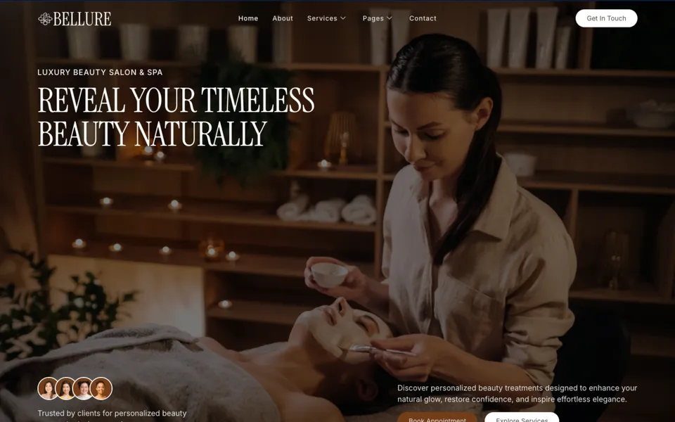 Giao diện mẫu website spa Bellure tại 123Website