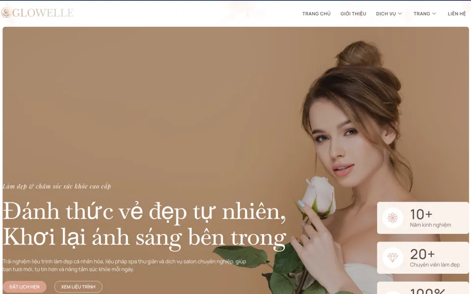 Giao diện mẫu website spa Glowelle tại 123Website