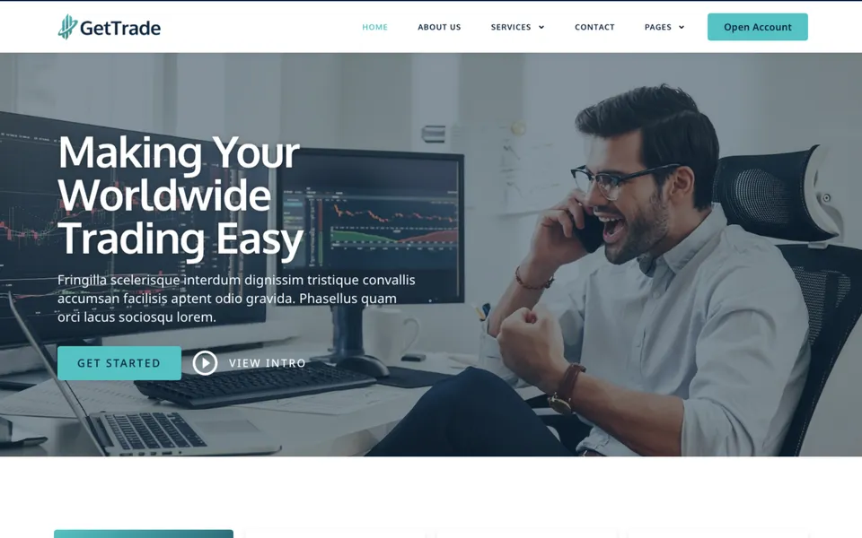 Giao diện mẫu GetTrade tại 123Website